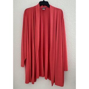 Catherines Open Front Cardigan Womens 4X Red Lightweight‎ Stretch Office Travel